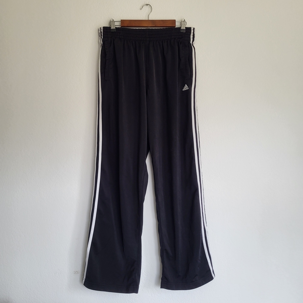 Adidas Black Track Pants with White Side Stripes